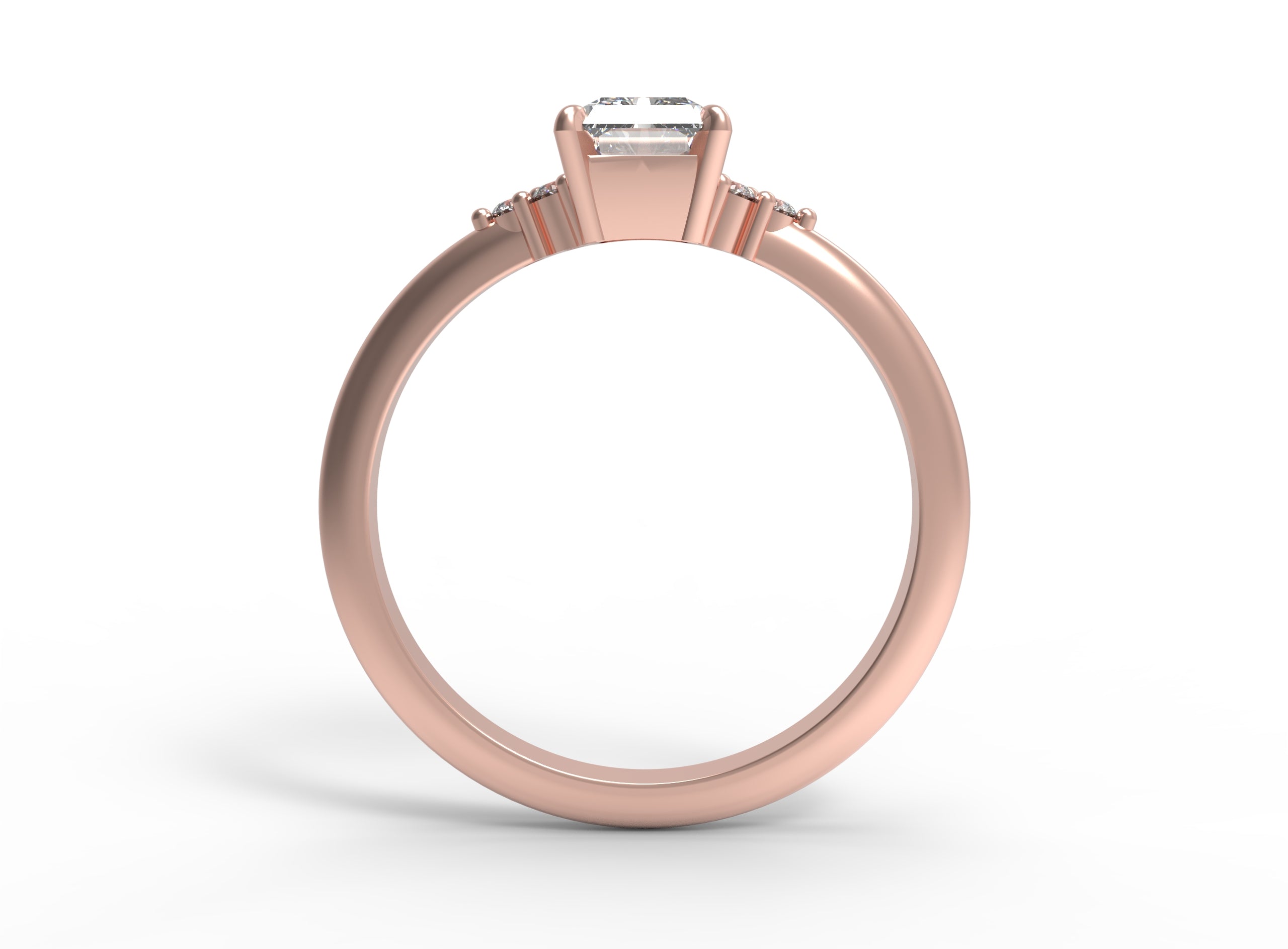 Close up of the Cluster Aria Solitaire Engagement Ring in rose gold by Fluid Jewellery 3