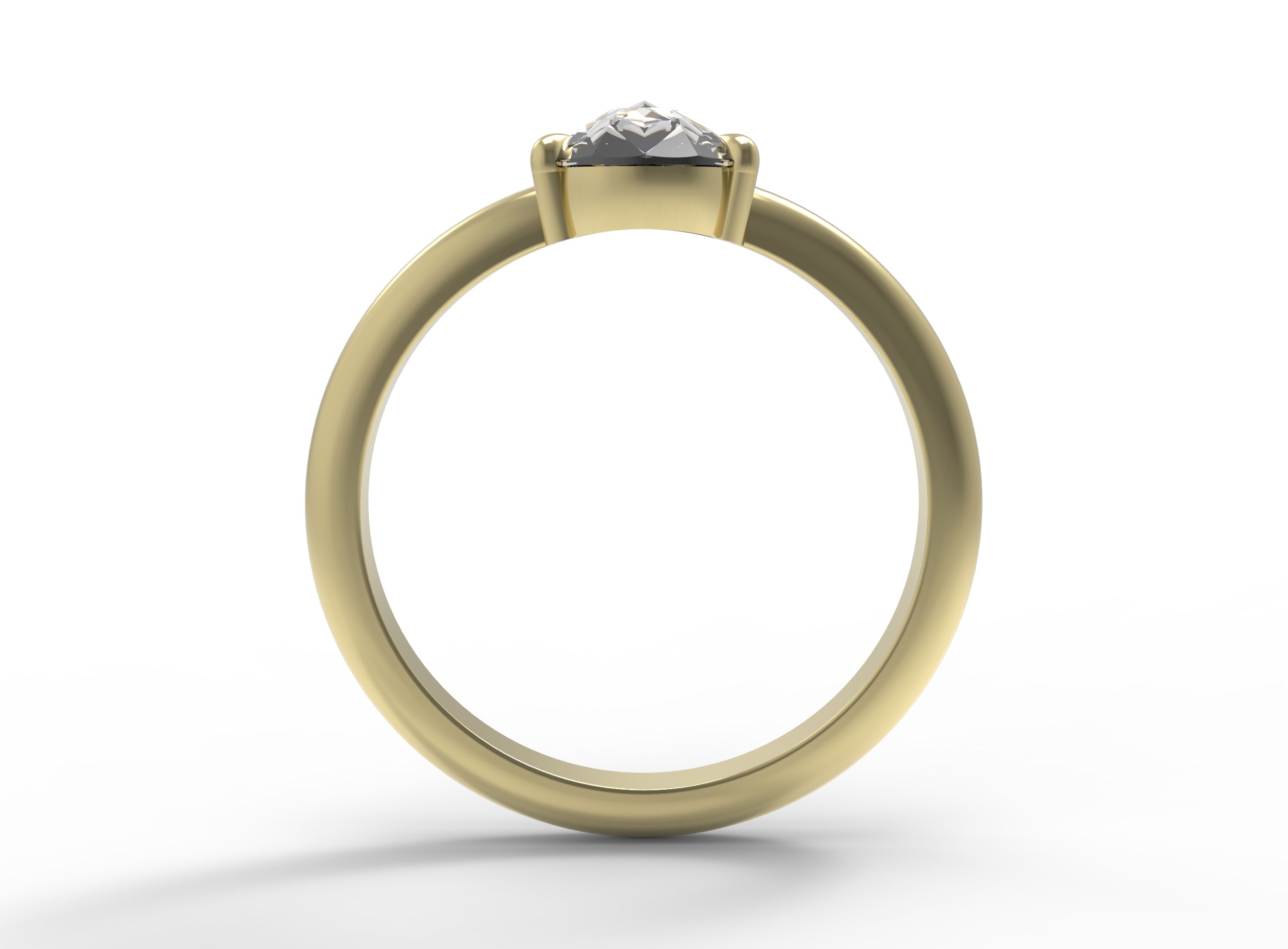Close up of the Avery Solitaire Engagement Ring in yellow gold by Fluid Jewellery 3