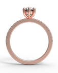 Close up of the Accented Edith Solitaire Engagement Ring in rose gold by Fluid Jewellery 2