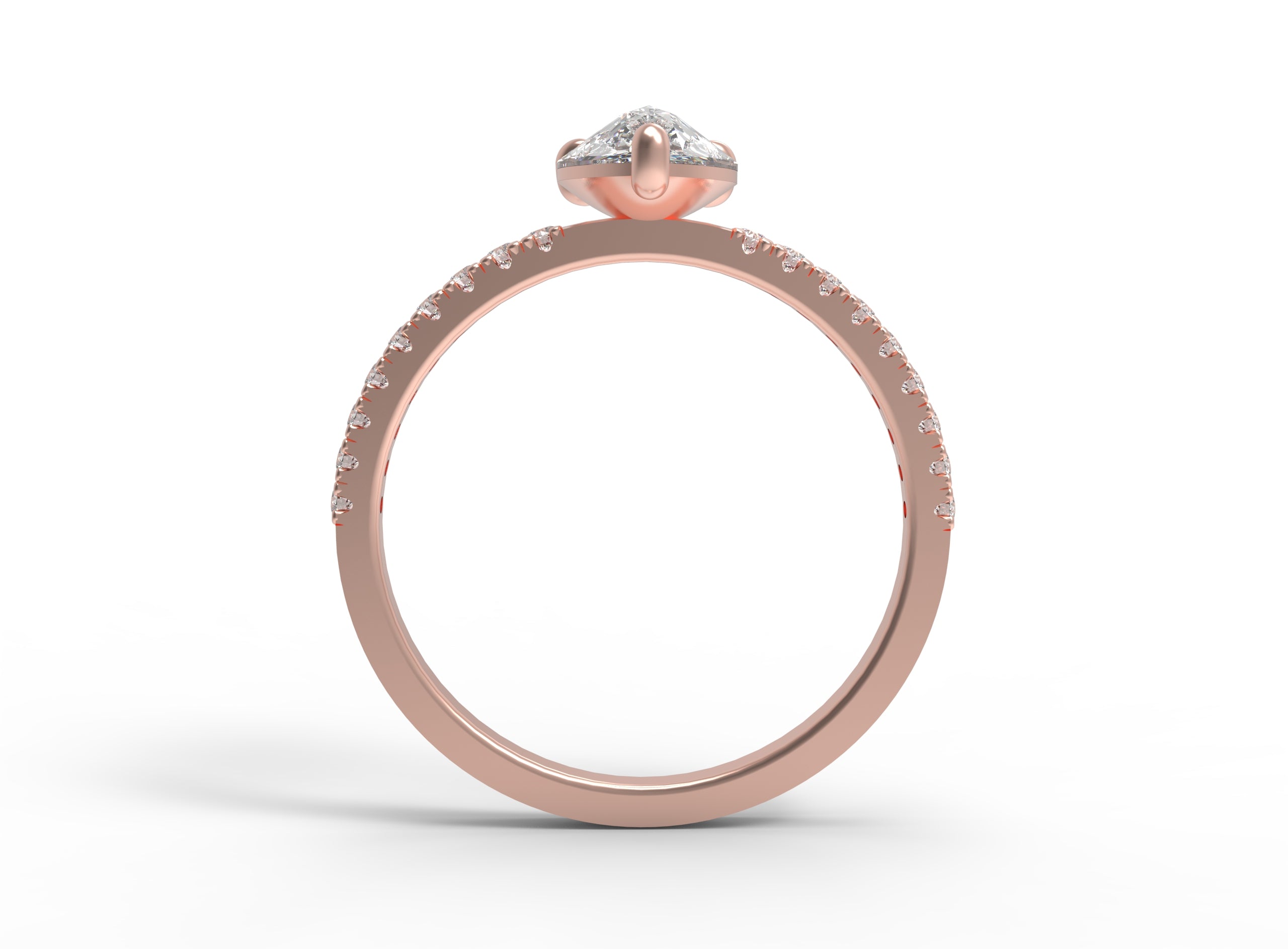 Close up of the Classic Ivy Engagement Ring in rose gold by Fluid Jewellery 3