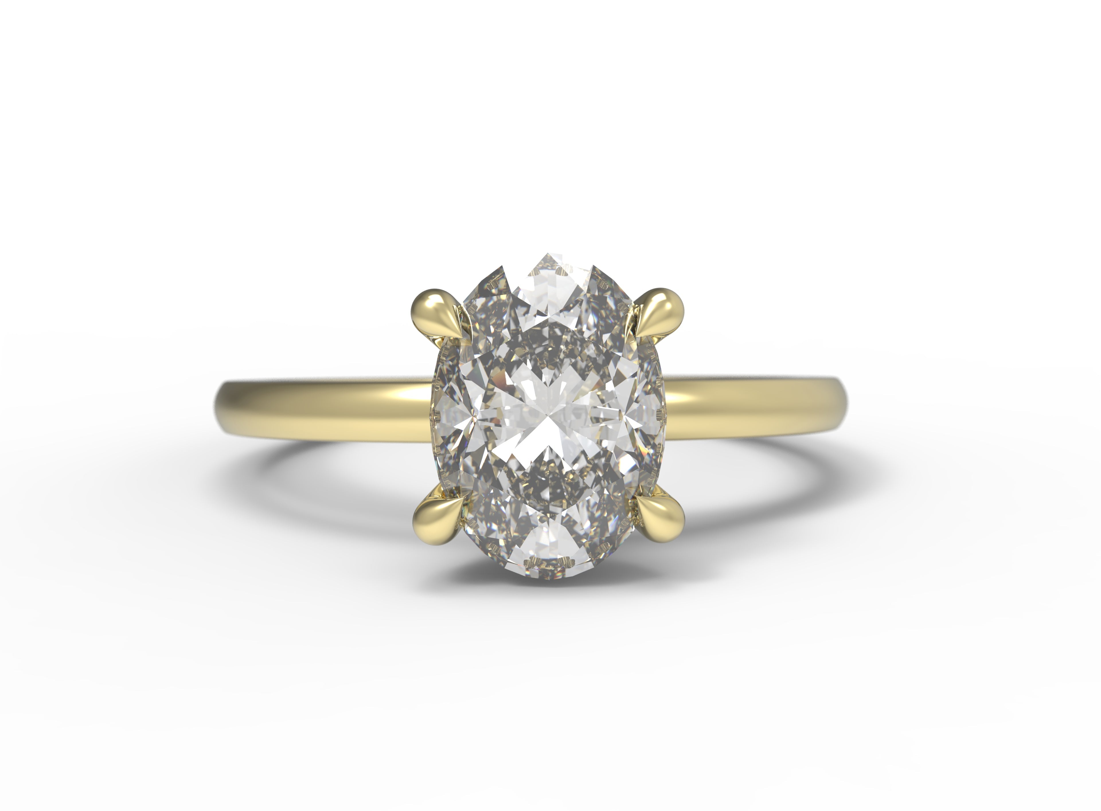 Close up of the Hidden Halo Love Nest Ring in yellow gold by Fluid Jewellery