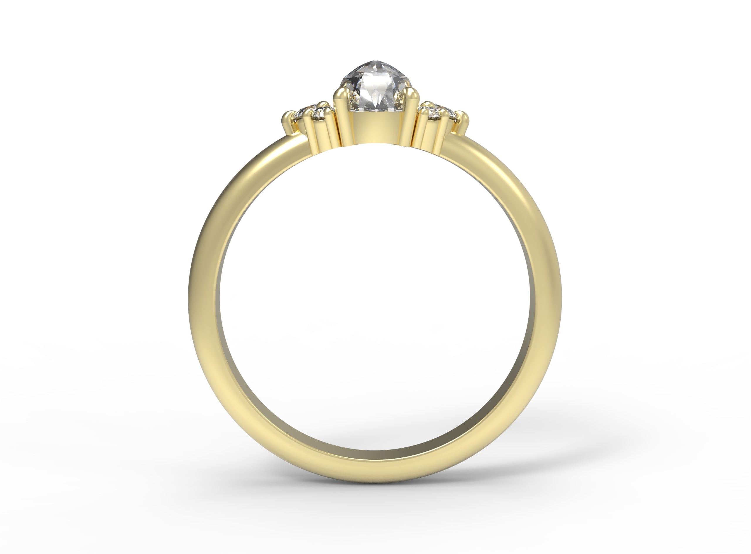 Close up of the Cluster Matilda Solitaire Engagement Ring in yellow gold by Fluid Jewellery 2