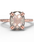 Close up view of the Classic Talon Solitaire Engagement Ring in rose gold
