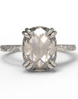 Close up view of the Classic Talon Solitaire Engagement Ring in white gold