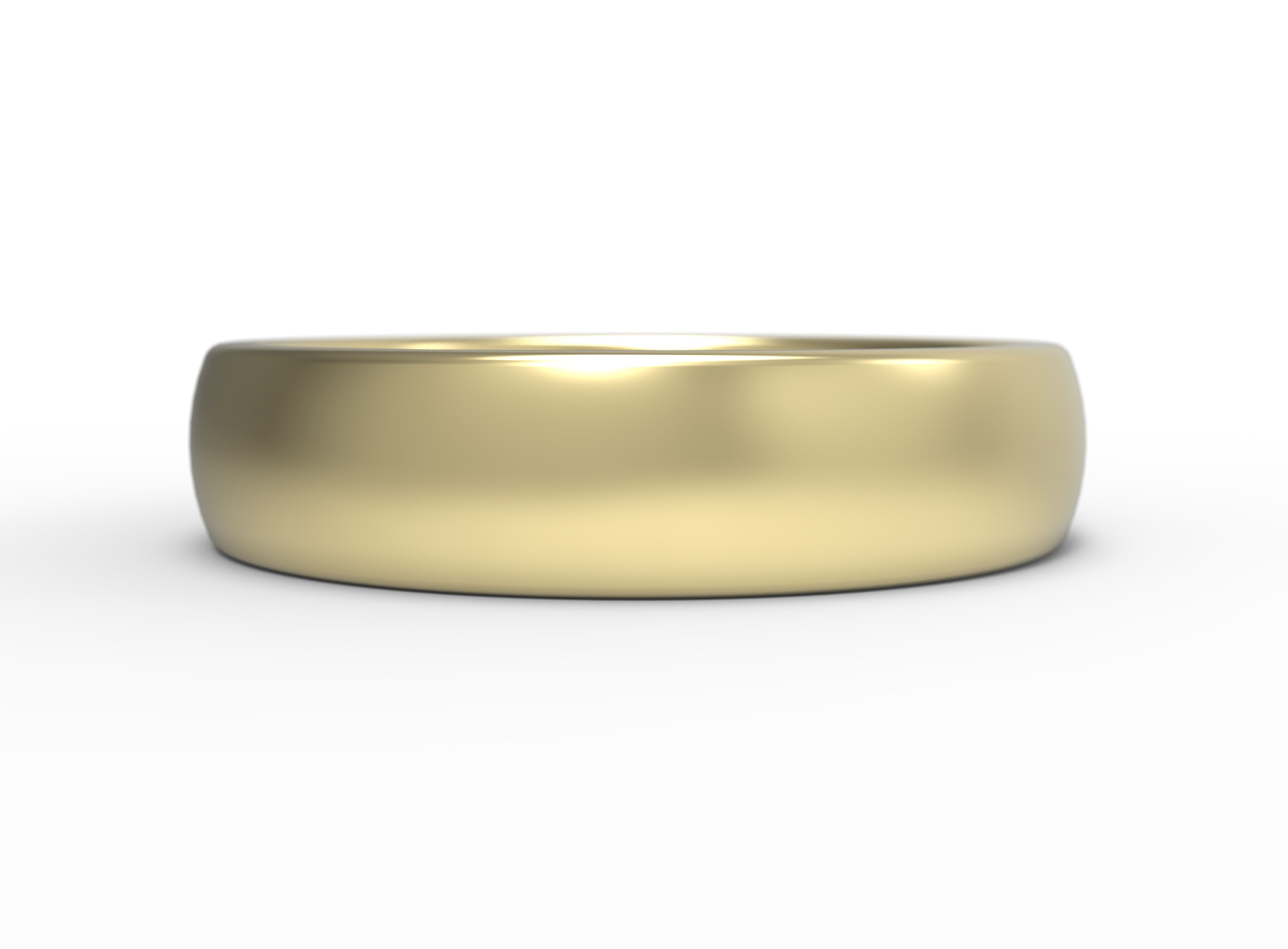 Close up of the mens Half Round wedding band in yellow gold