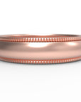 Close up of the mens Milgrain wedding band in rose gold