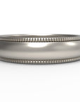 Close up of the mens Milgrain wedding band in white gold