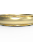 Close up of the mens Milgrain wedding band in yellow gold