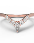 Close up of the Chevron Clara womens wedding band by Fluid Jewellery in rose gold