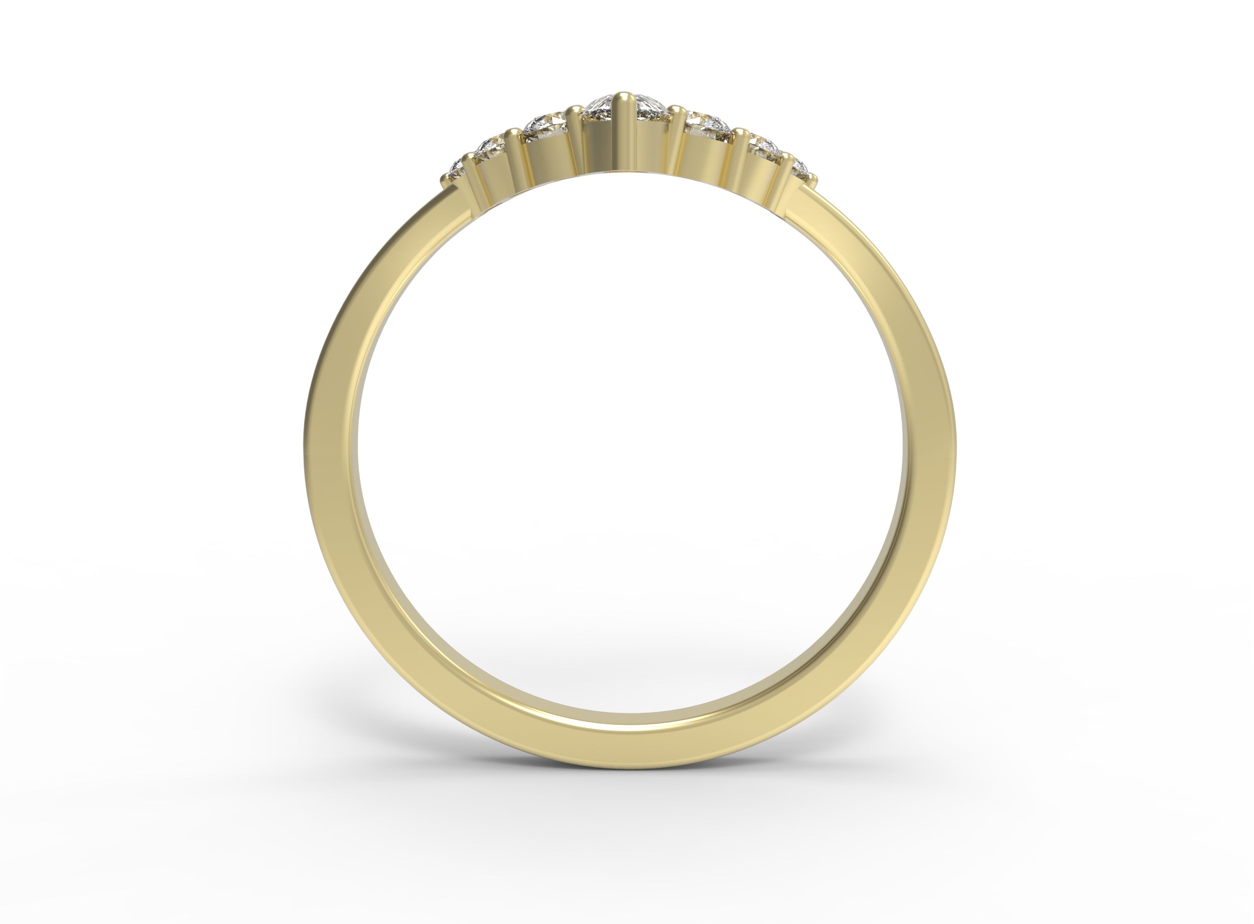 Close up of the Chevron Clara womens wedding band by Fluid Jewellery in yellow gold 2