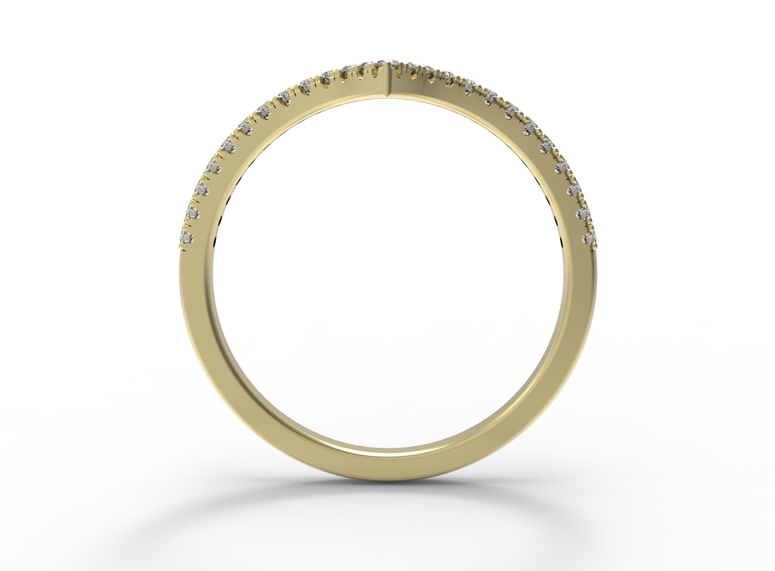 Close up of the Chevron Mia womens wedding band by Fluid Jewellery in yellow gold 3