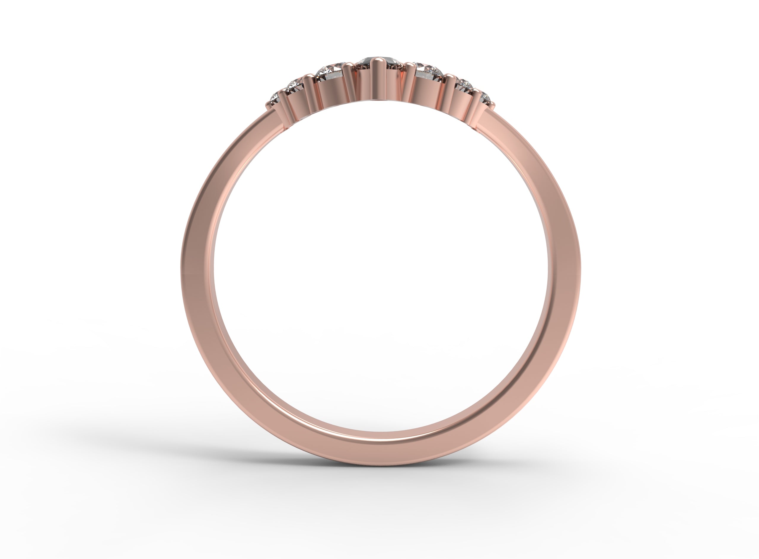 Close up of the Chevron Penelope womens wedding band by Fluid Jewellery in rose gold  3