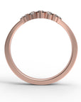 Close up of the Chevron Penelope womens wedding band by Fluid Jewellery in rose gold 3