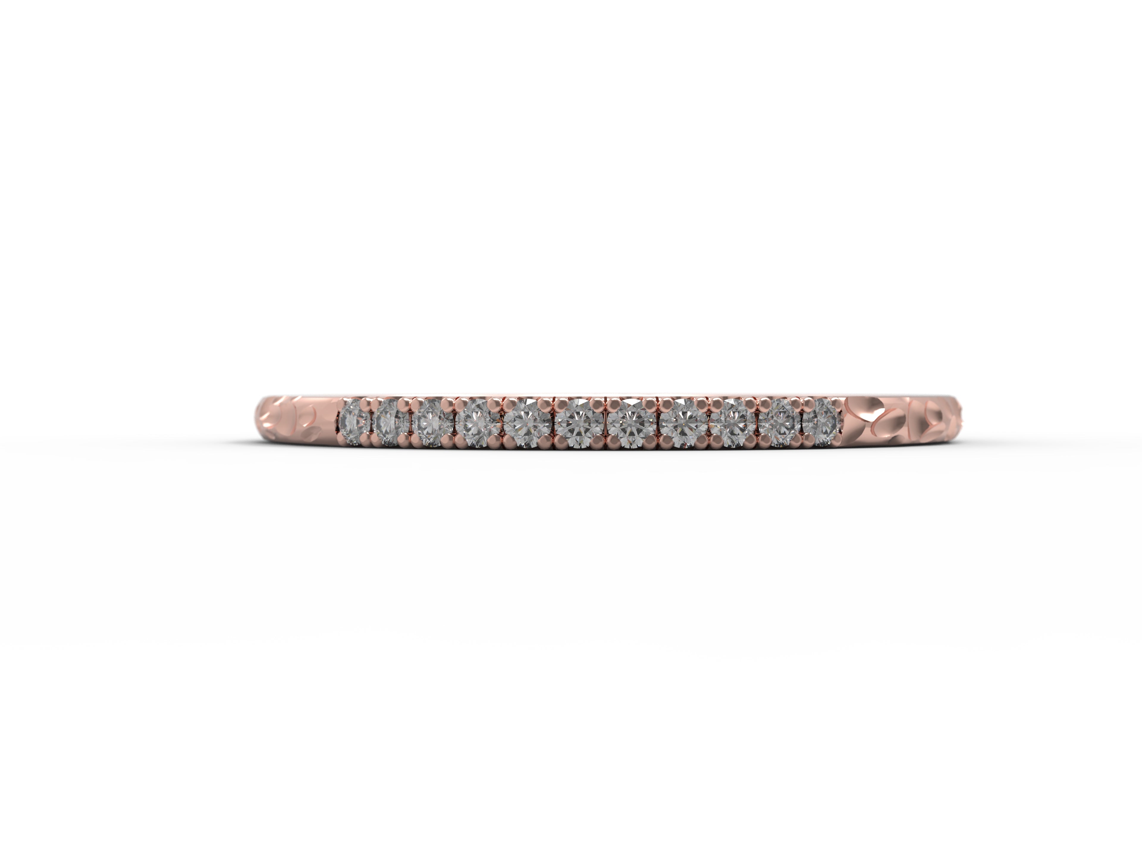 Close up of the Pave Ava womens wedding band by Fluid Jewellery in rose gold