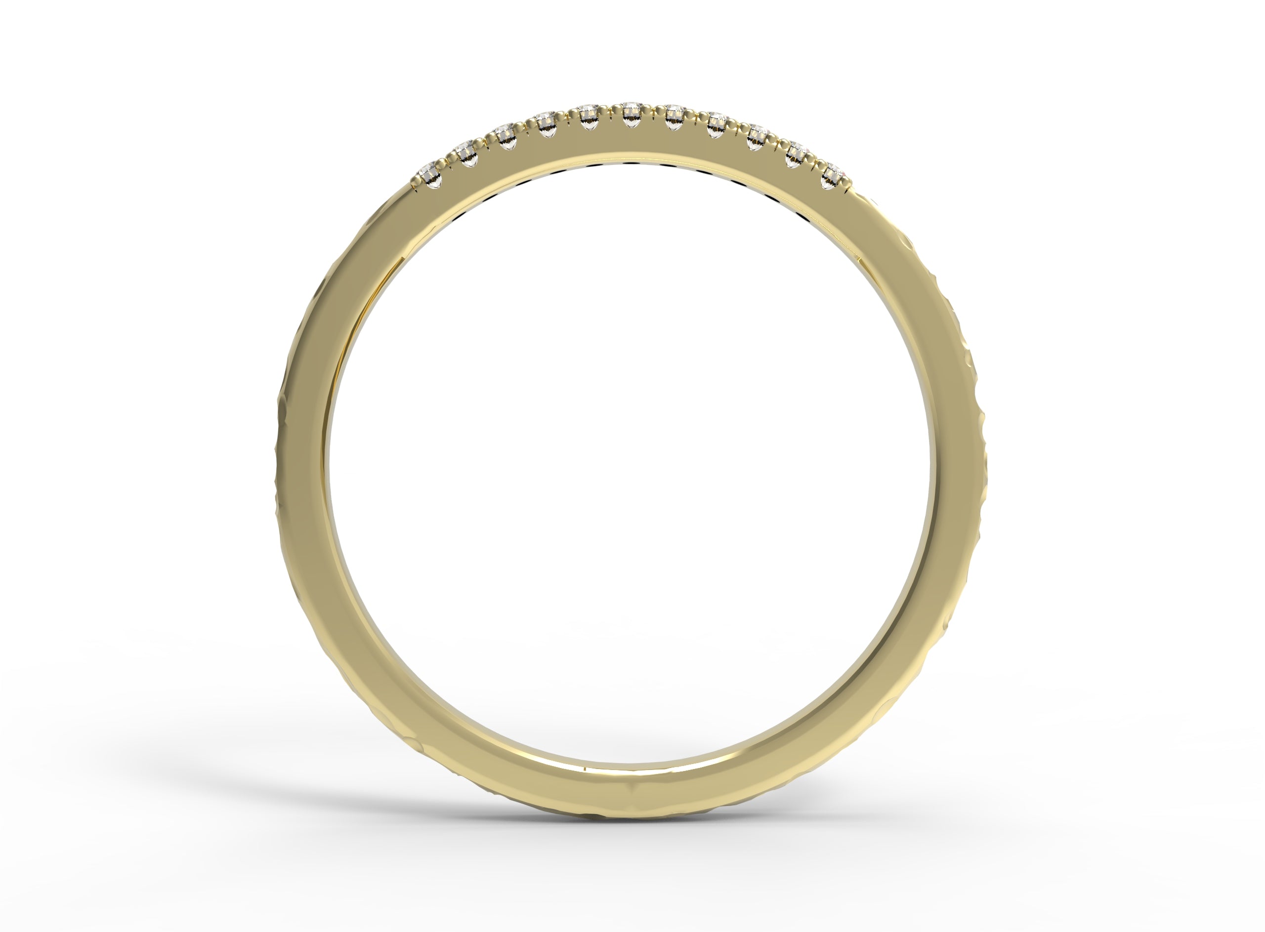 Close up of the Pave Ava womens wedding band by Fluid Jewellery in yellow gold 3