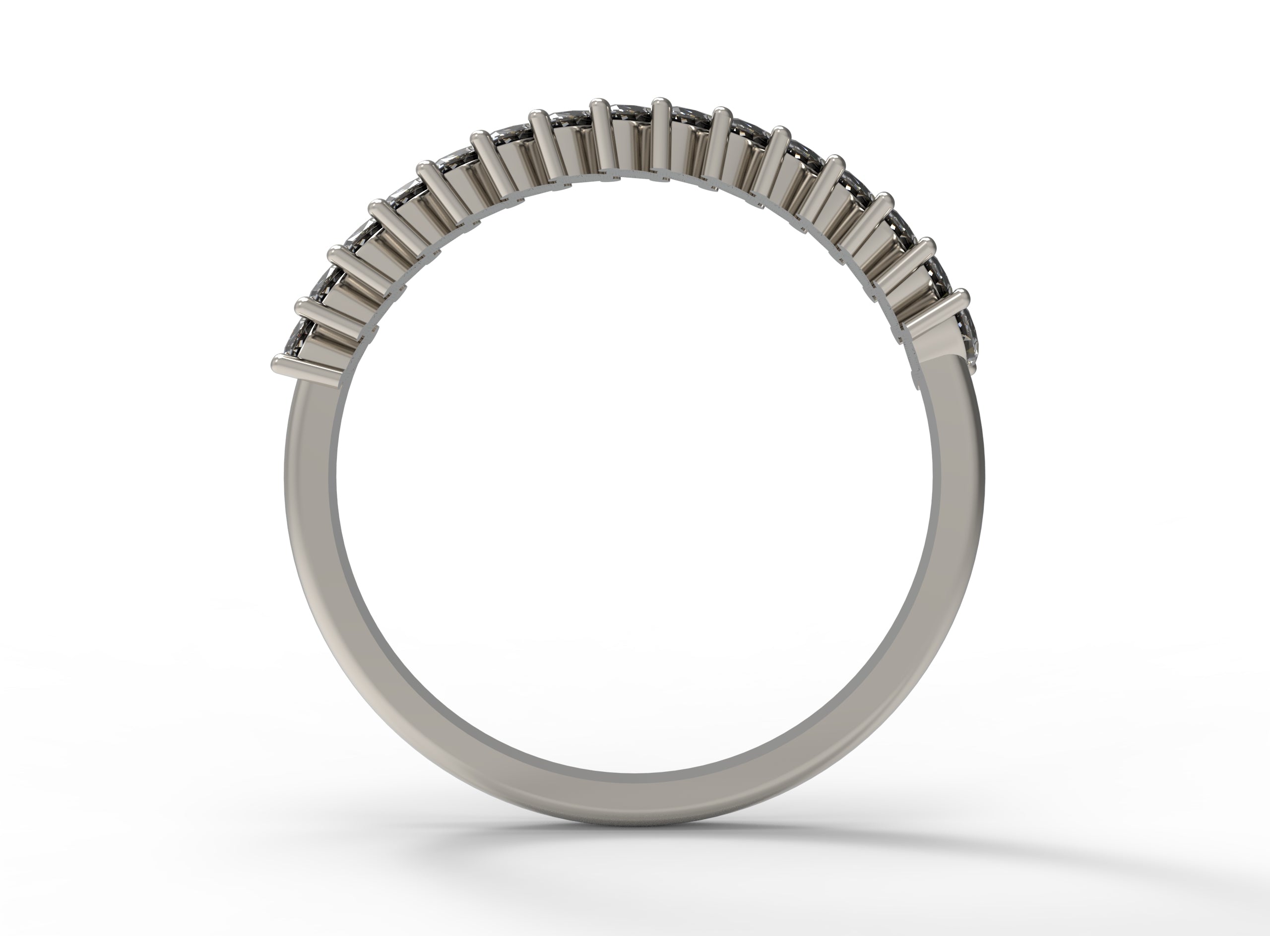 Close up of the classin Evelyn womens wedding band by Fluid Jewellery in white gold 3