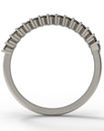 Close up of the classin Evelyn womens wedding band by Fluid Jewellery in white gold 3