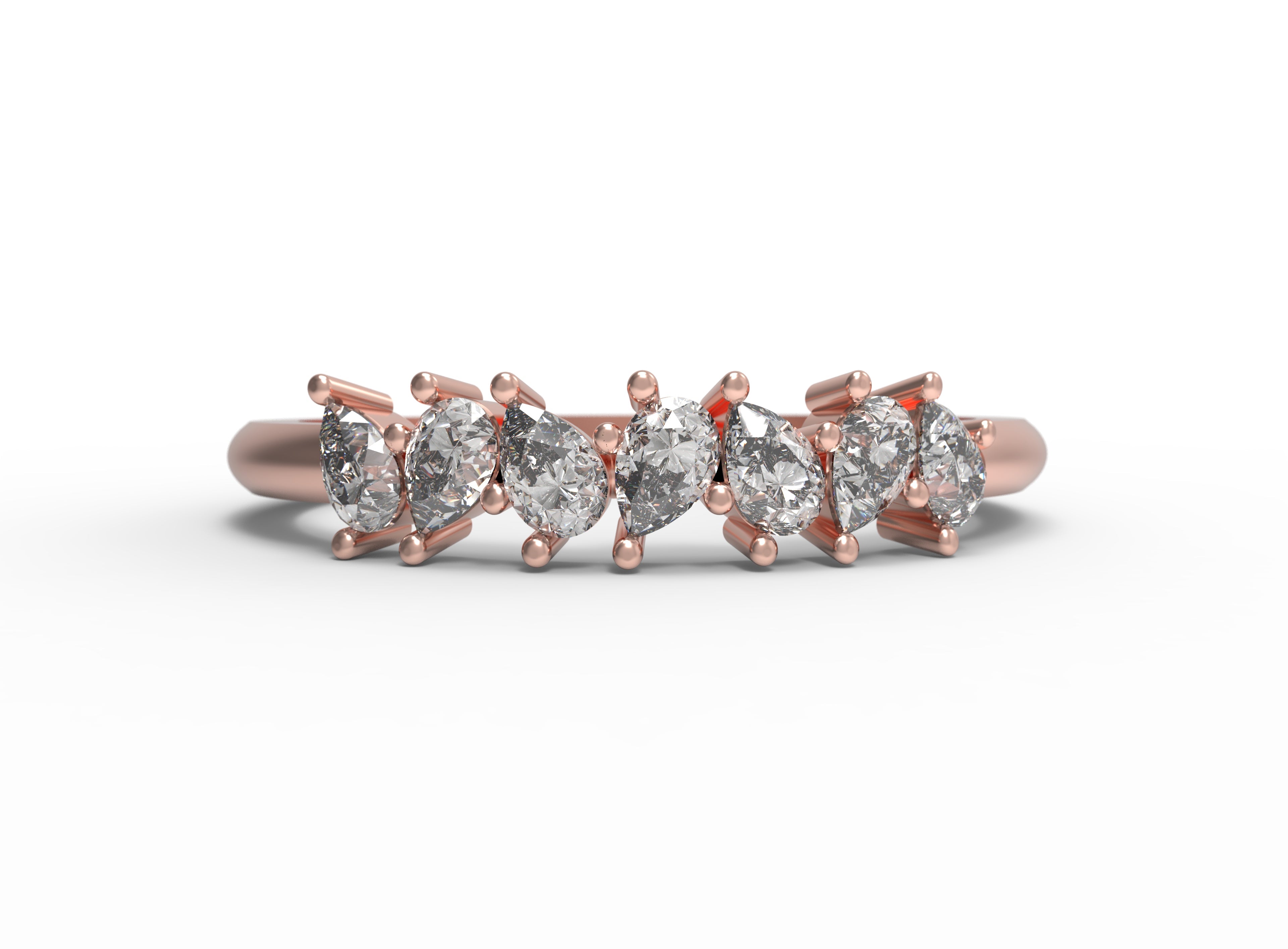 Close up of thecluster Maeve womens wedding band by Fluid Jewellery in rose gold
