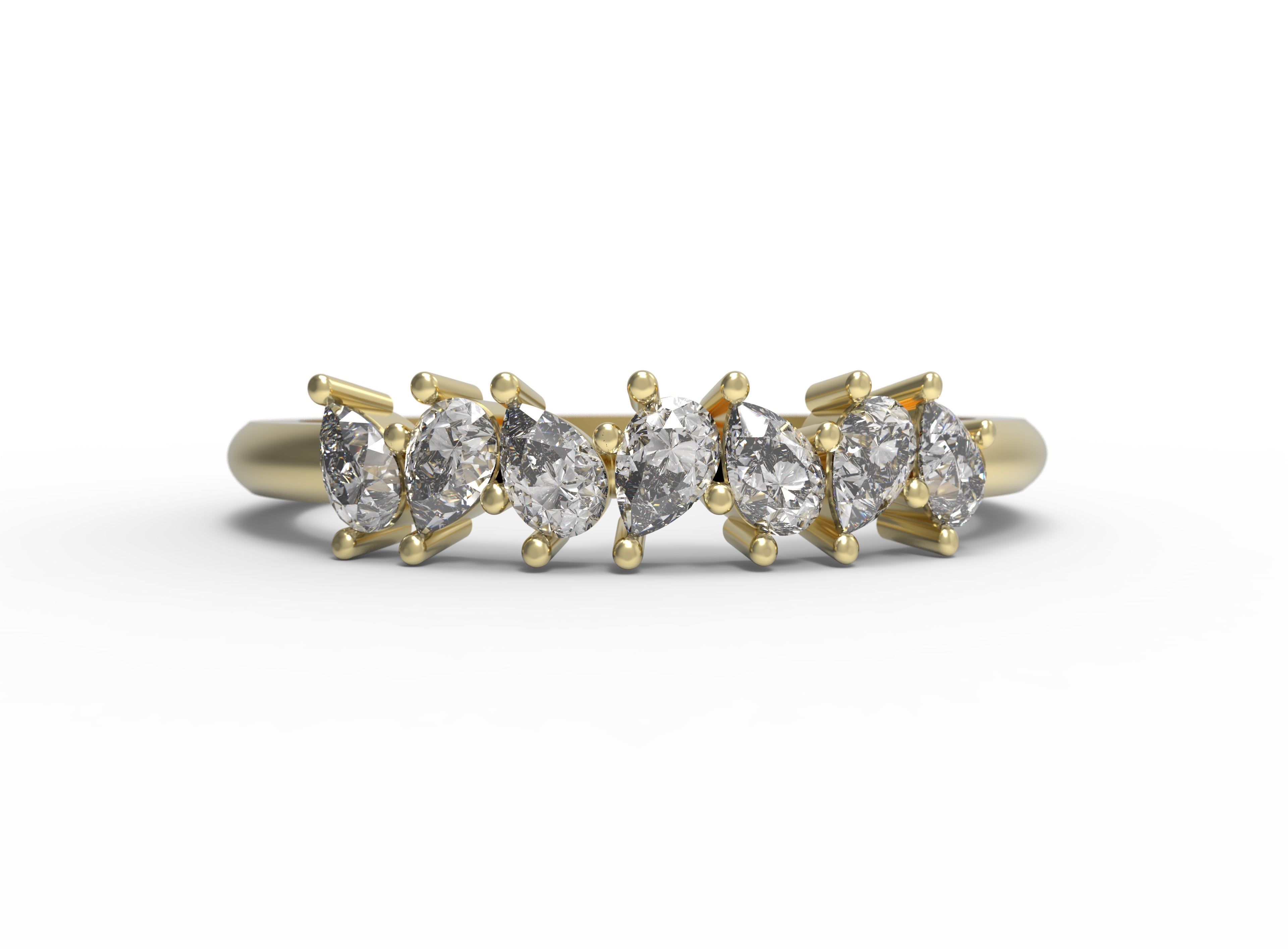 Close up of thecluster Maeve womens wedding band by Fluid Jewellery in yellow gold