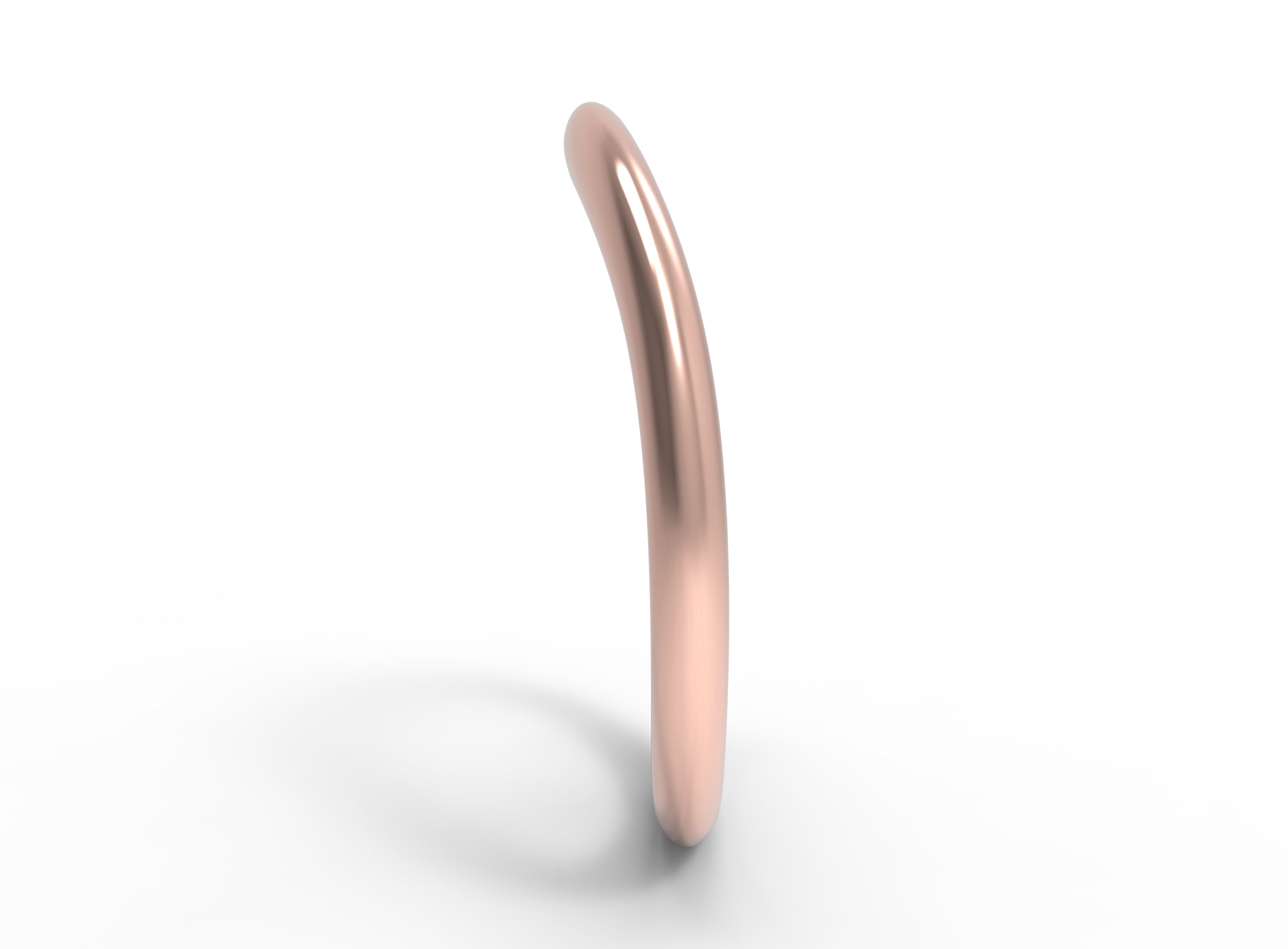 Close up of the curved flow womens wedding band by Fluid Jewellery in rose gold 2