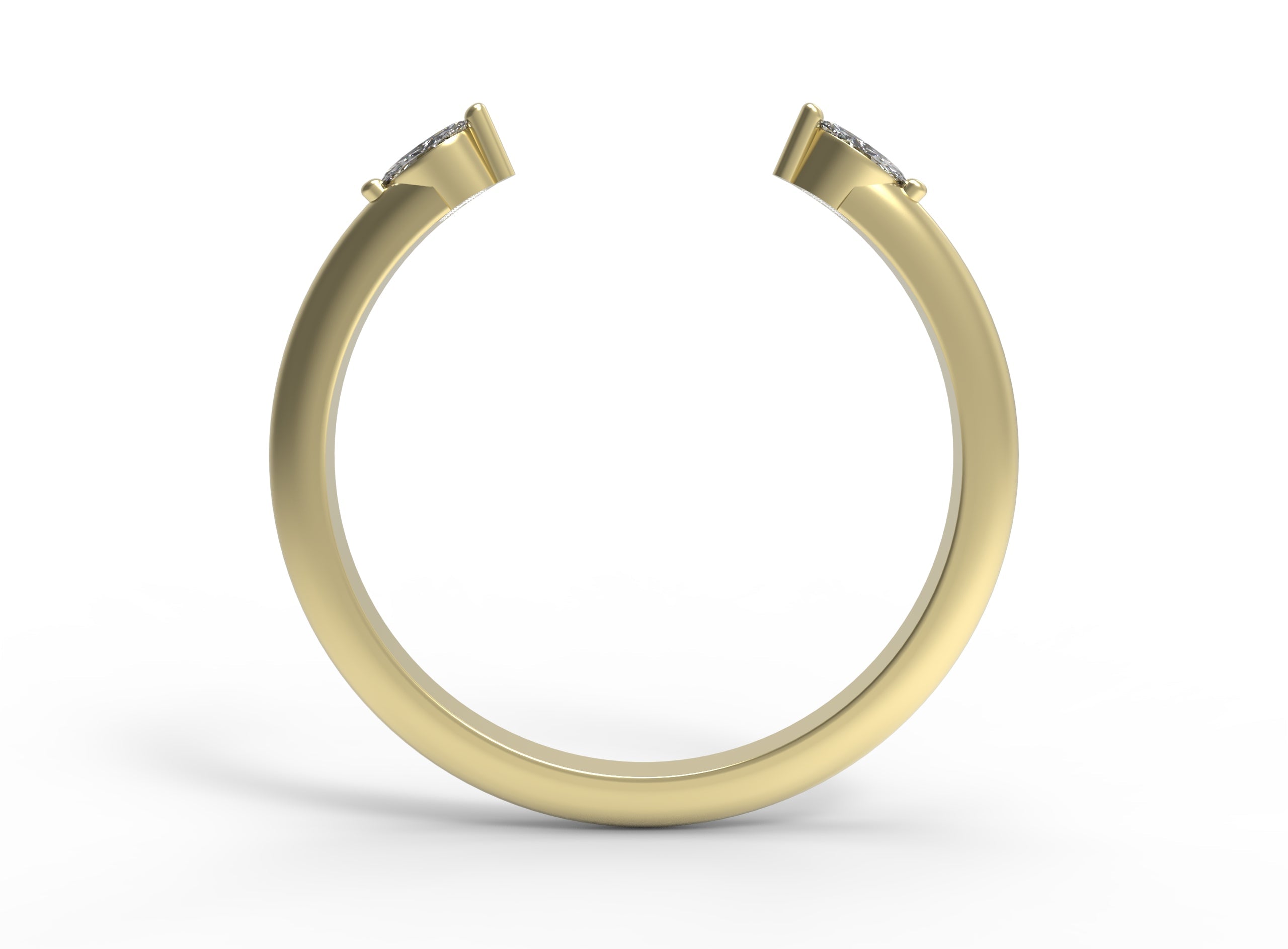 Close up of the open Mara womens wedding band by Fluid Jewellery in yellow gold 3