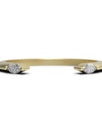 Close up of the open Mara womens wedding band by Fluid Jewellery in yellow gold