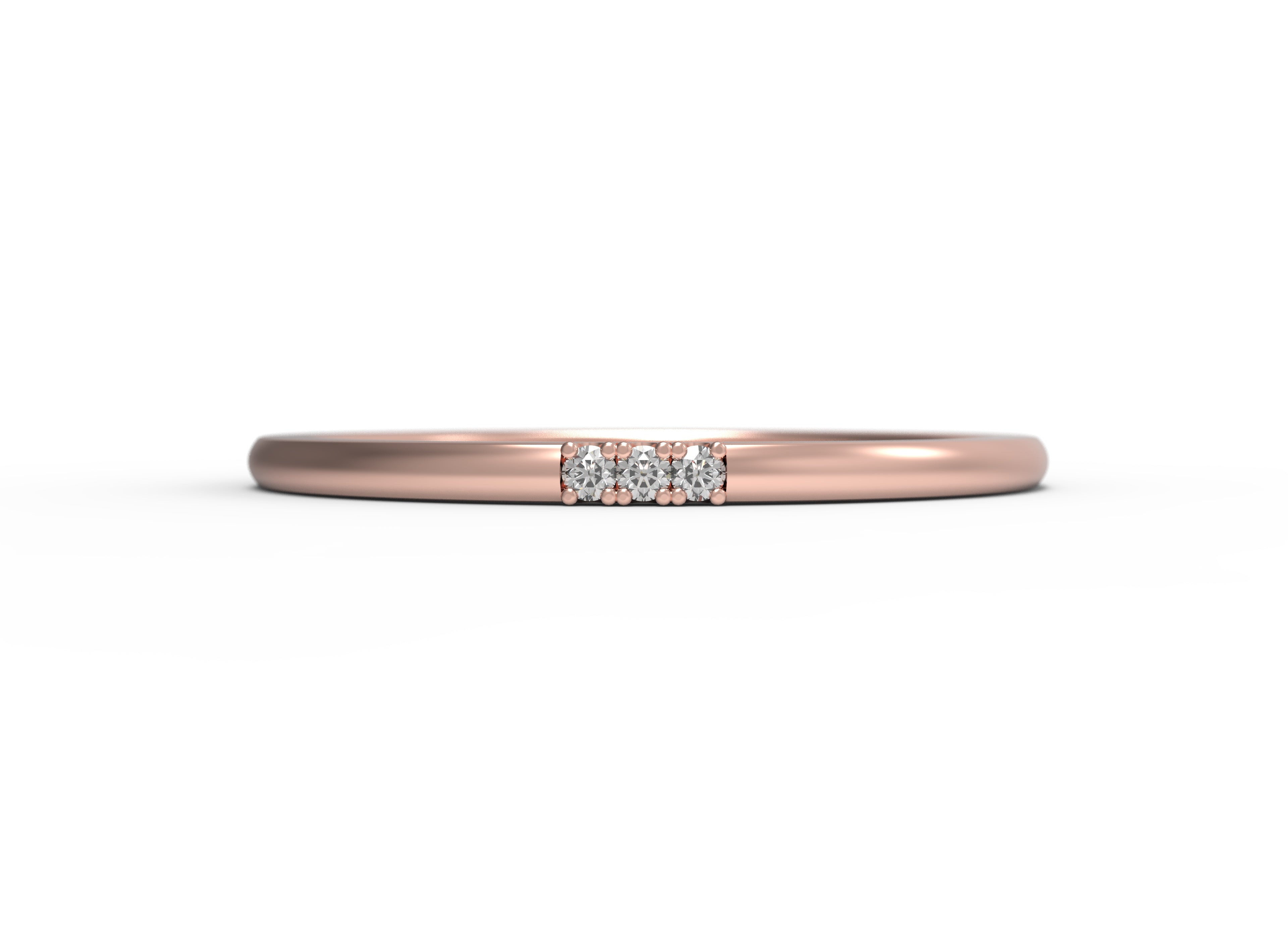 Close up of the Pave Jane womens wedding band by Fluid Jewellery in rose gold