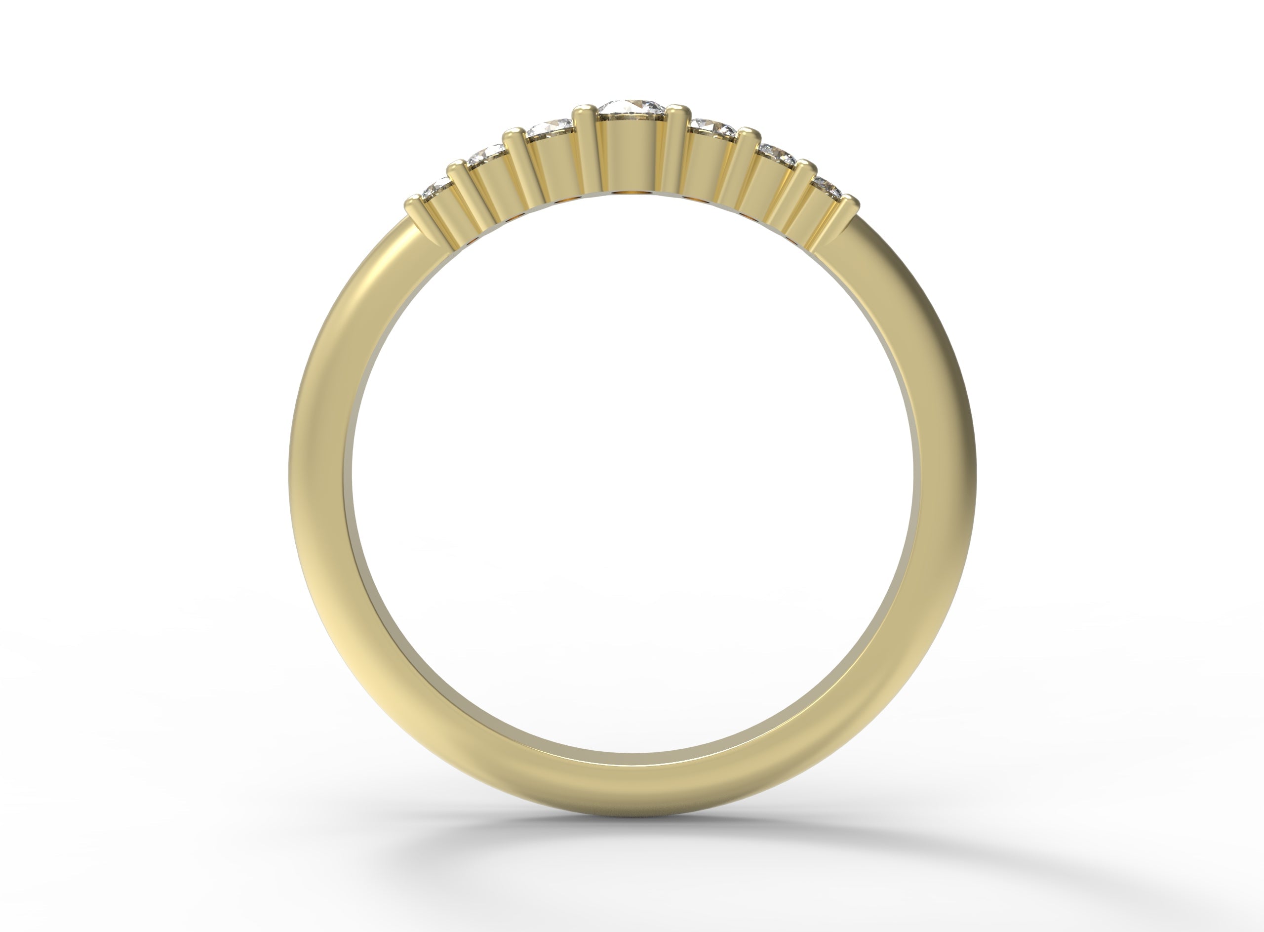 Close up of the seven stone Elsie womens wedding band by Fluid Jewellery in yellow gold 3