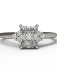 Close up of the Cluster Aria Solitaire Engagement Ring in white gold by Fluid Jewellery
