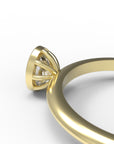 Close up of the Bezel Isla Solitaire Engagement Ring in yellow gold by Fluid Jewellery 5