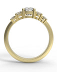 Close up of the Five Stone Claire Engagement Ring in yellow gold by Fluid Jewellery 3