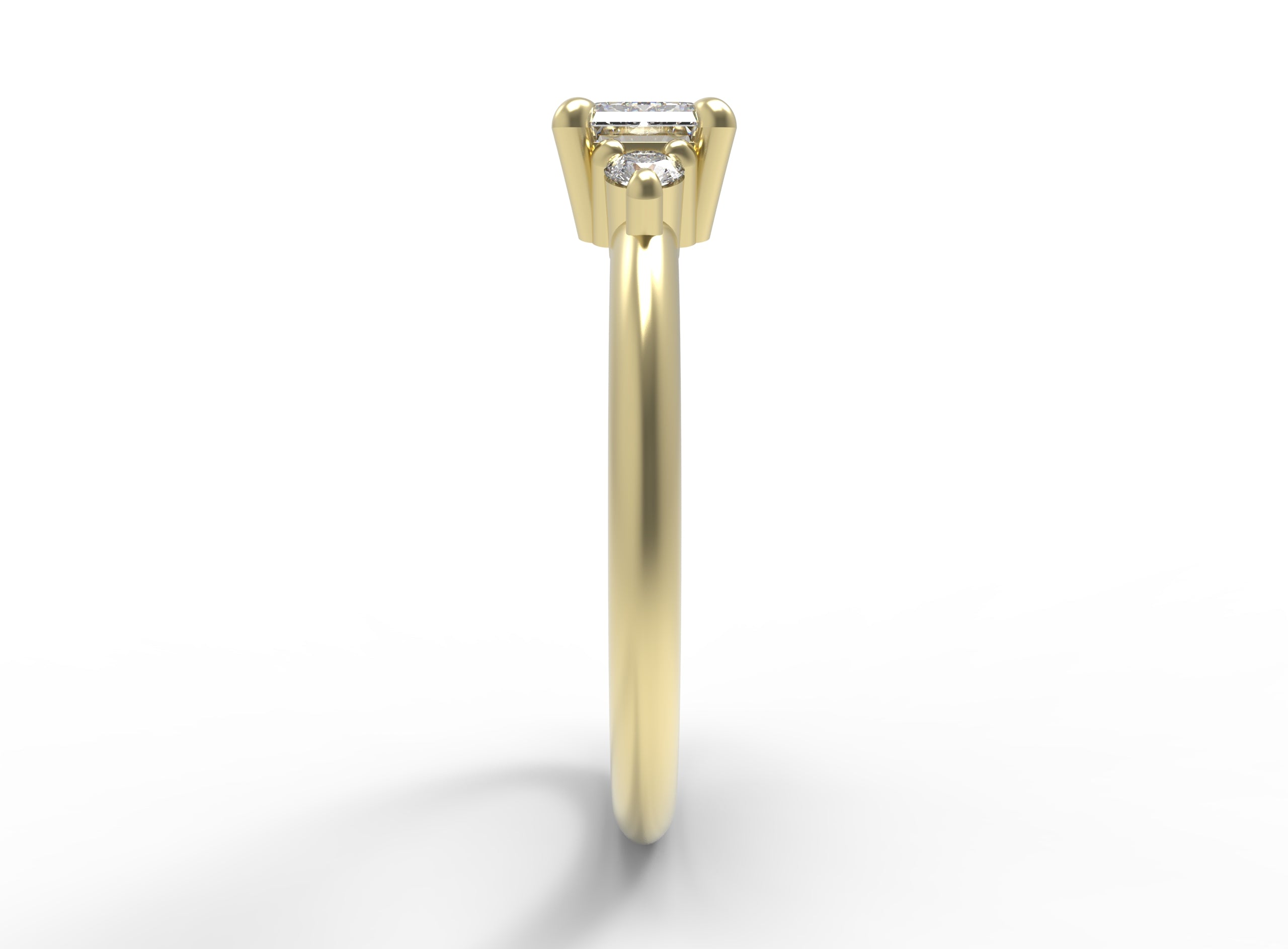 Close up of the Five Stone Cora Engagement Ring in yellow gold by Fluid Jewellery 2