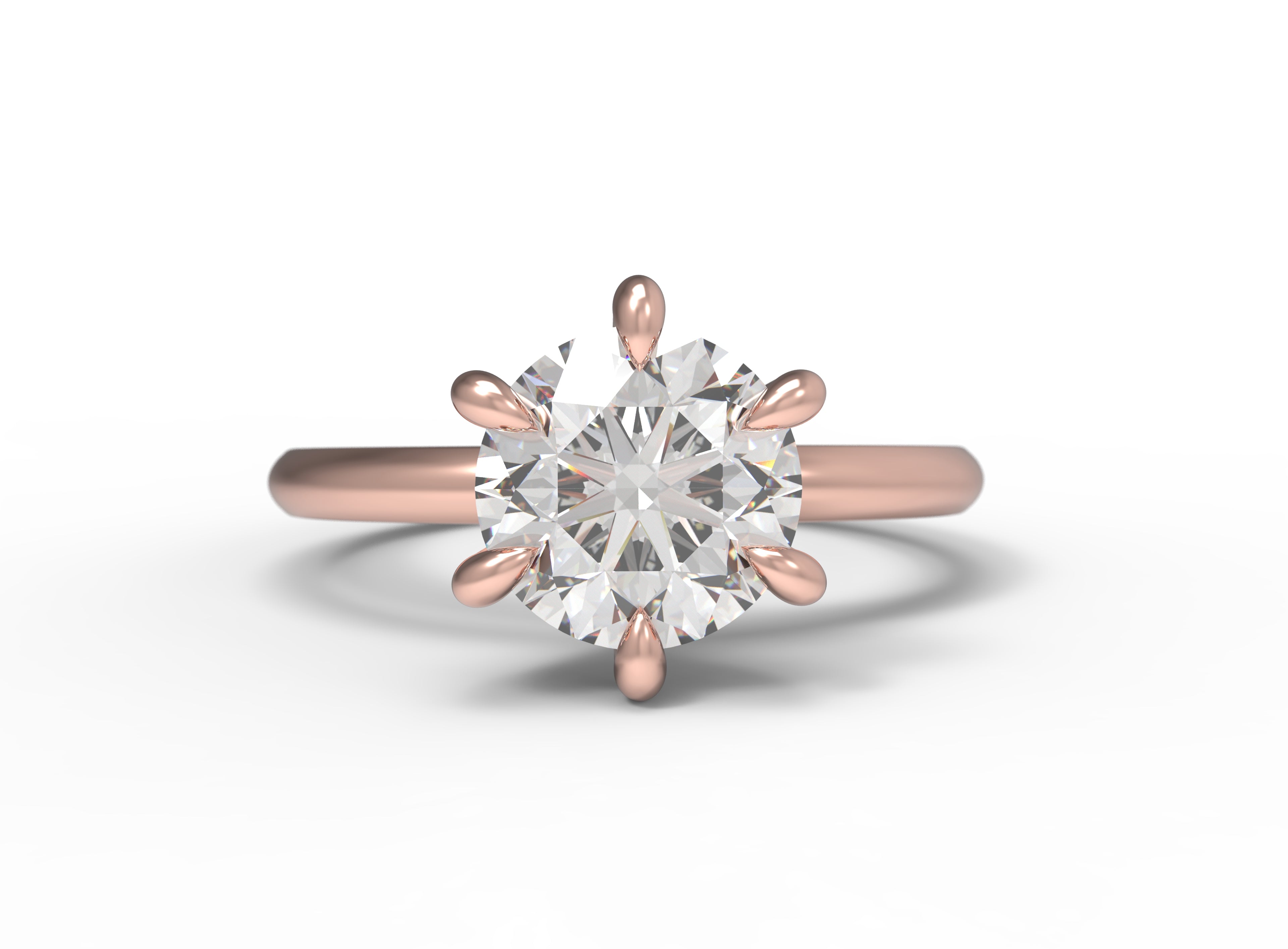 Close up of the Classic Esther Engagement Ring in rose gold by Fluid Jewellery