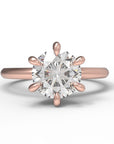 Close up of the Classic Esther Engagement Ring in rose gold by Fluid Jewellery