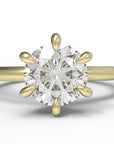 Close up of the Classic Esther Engagement Ring in yellow gold by Fluid Jewellery