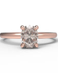 Close up of the Classic Kate Solitaire Engagement Ring in rose gold by Fluid Jewellery