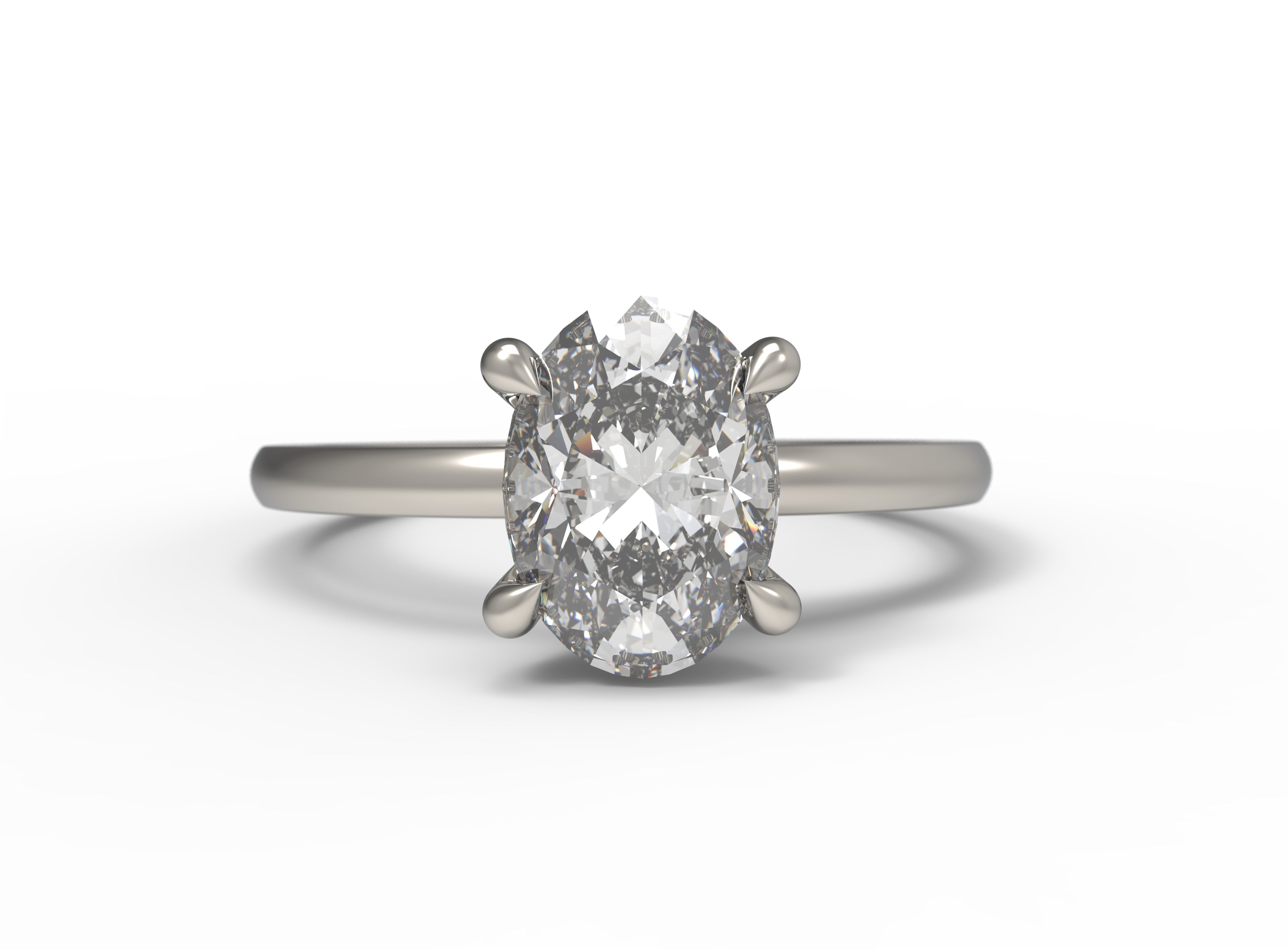 Close up of the Hidden Halo Love Nest Ring in white gold by Fluid Jewellery