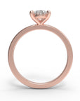 Close up of the Classic Sula Solitaire Engagement Ring in rose gold by Fluid Jewellery 3