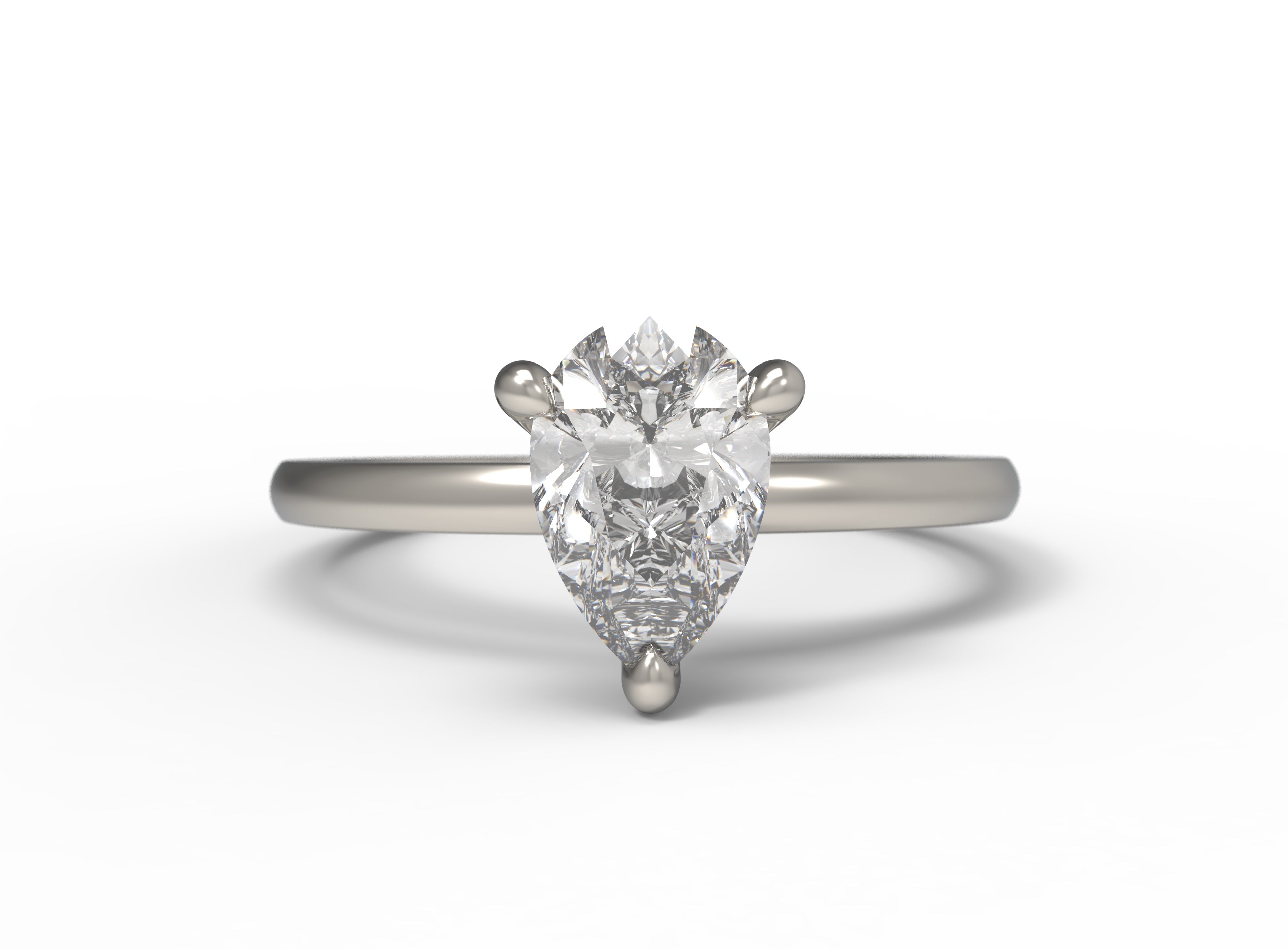 Close up of the Classic Sula Solitaire Engagement Ring in white gold by Fluid Jewellery