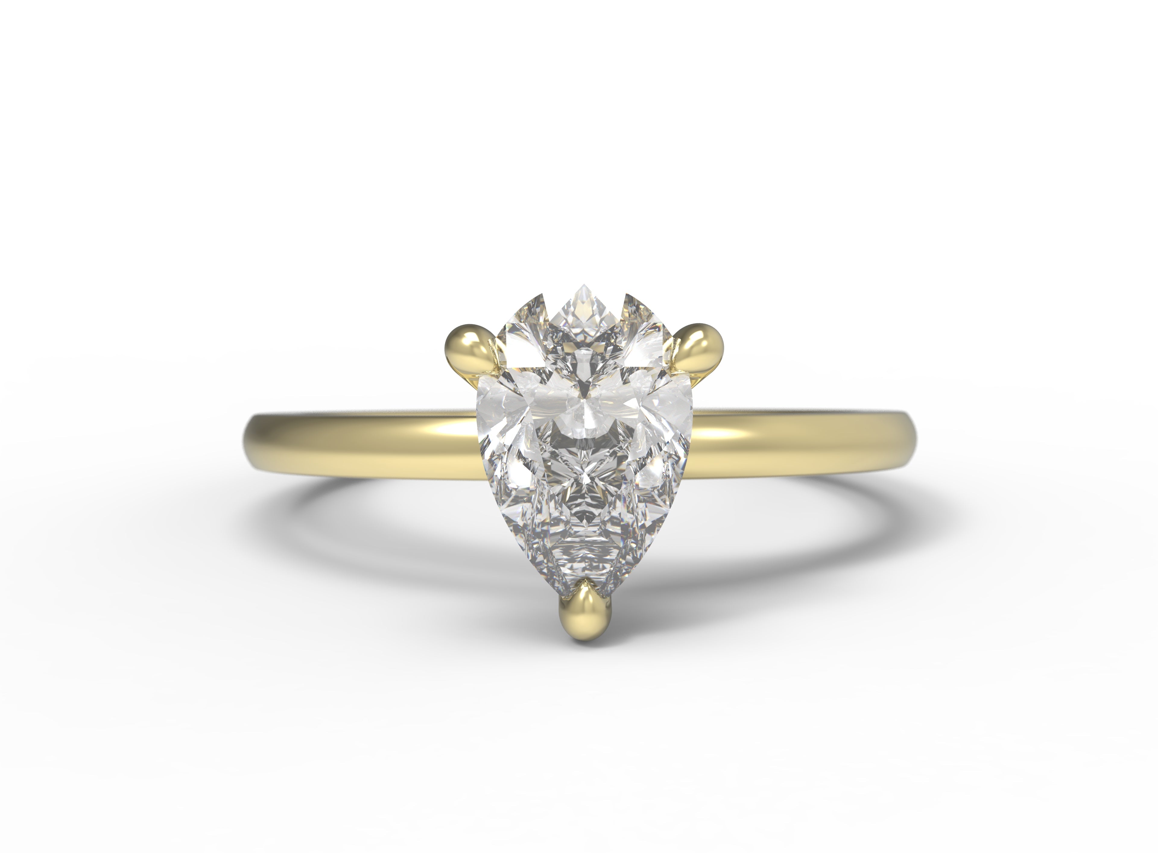 Close up of the Classic Sula Solitaire Engagement Ring in yellow gold by Fluid Jewellery