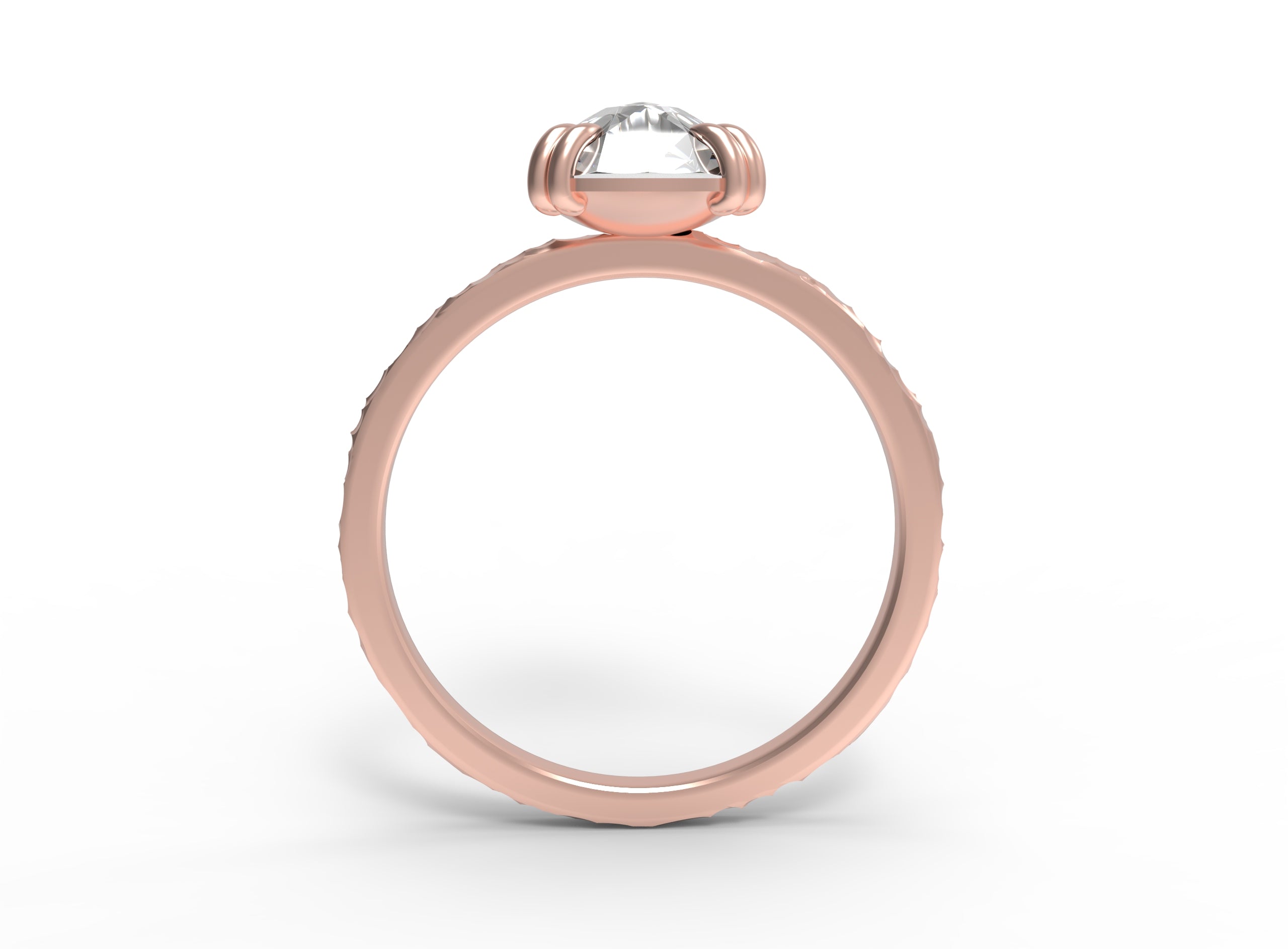 Close up view of the  Classic Talon Solitaire Engagement Ring in rose gold 3