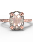 Close up view of the  Classic Talon Solitaire Engagement Ring in rose gold