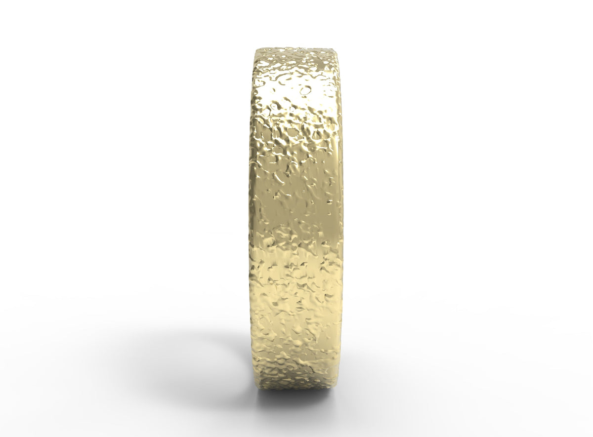 Side close up of the mens Arena wedding band in yellow gold 5
