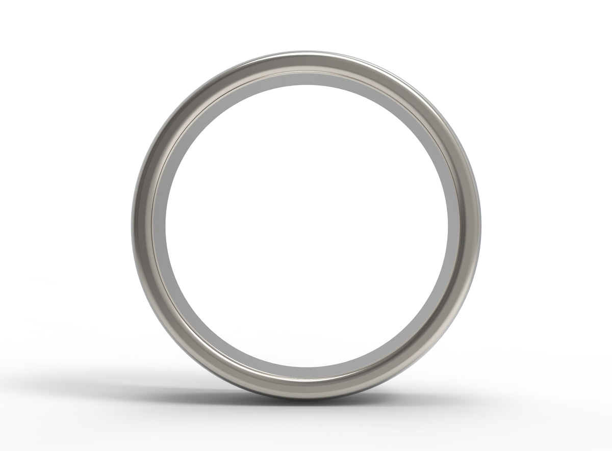 Close up of the mens Half Round wedding band in white gold 3