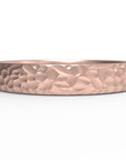 Close up of the mens Hammer wedding band in rose gold