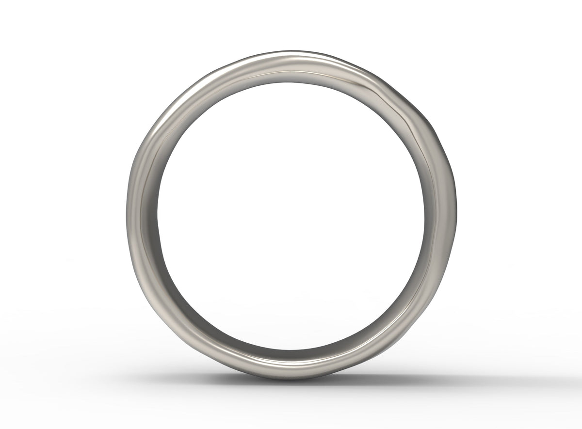 Close up of the mens Organic wedding band in white gold 3