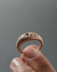 Mrs. Erykah hand-engraved floral bomb engagement ring in Fairmiend gold featuring a Canadian diamond, inspired by Erykah Badu.