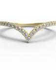 Close up of the Chevron Mia womens wedding band by Fluid Jewellery in yellow gold