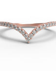 Close up of the Chevron Mia womens wedding band by Fluid Jewellery in rose gold