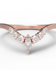 Close up of the Chevron Penelope womens wedding band by Fluid Jewellery in rose gold